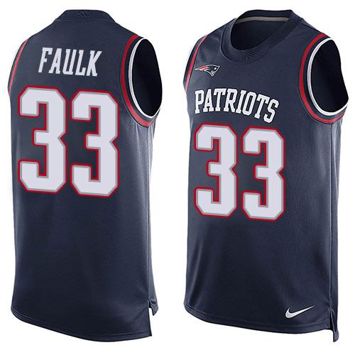 Nike Patriots #33 Kevin Faulk Navy Blue Team Color Men's Stitched NFL Limited Tank Top Jersey - Click Image to Close